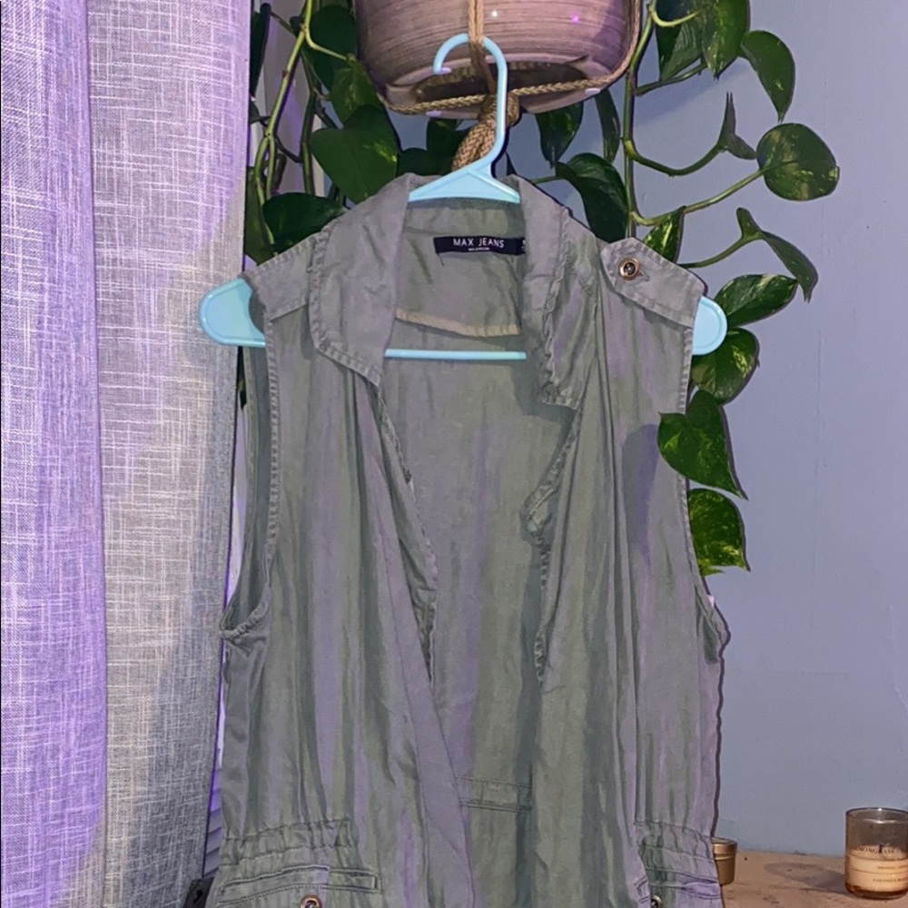 MAX JEAN ARMY GREEN LONG VEST
